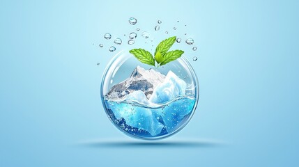 Poster - A modern flat design poster for World Water Day 2025 with a glacier breaking into water droplets, symbolizing the urgency to protect freshwater resources for future generations.