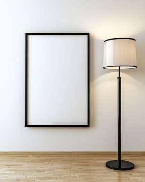 Create a mock-up poster frame set against a hipster interior background, rendered in 3D