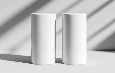Poster - A 3D illustration of a curved PVC totem poster light advertising display stand is shown with a mock-up template on a white background
