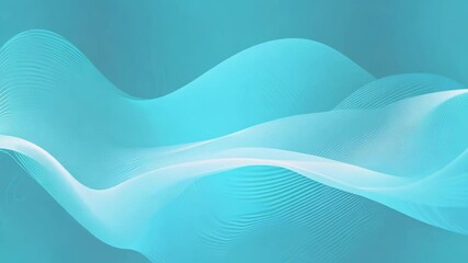 Poster - cyan background with dynamic wavy stripes animation and light shapes effects