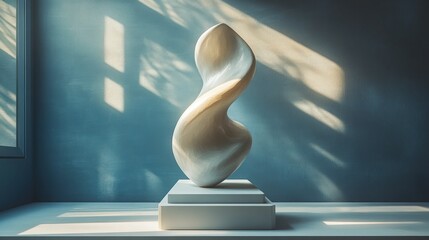 Wall Mural - Abstract white sculpture, sunlit gallery display