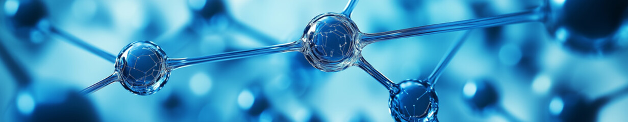 Blue molecule background banner