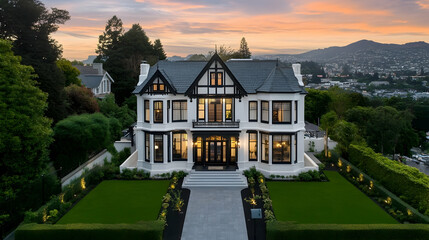 Wall Mural - San Francisco Victorian Mansion with Bay Windows and Garden, Historic Painted Lady Estate