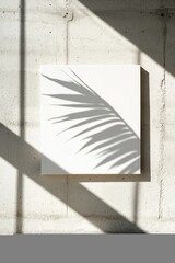Poster - a flat lay, top view showcases an empty white vertical rectangle poster mockup against a light grey 