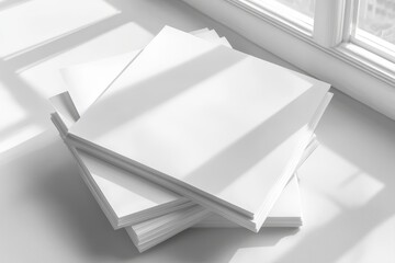 Poster - A realistic blank US letter flyer brochure is available for mockup purposes, featuring a paper or poster illustration with a shadow overlay, created as a 3D render