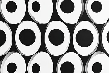 Poster - Abstract Black and White Pattern of Organic Circular Shapes on Black Background.