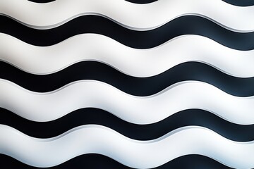 Poster - Wavy 3D black and white lines pattern texture modern design element.