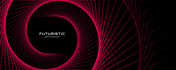 Poster - 3D red lines techno abstract background overlap layer on dark space with spiral effect decoration. Modern graphic design element stripes style concept for web banner, flyer, card, or brochure cover