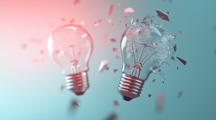 Aufkleber - Light Bulbs Shattering in Midair with Colorful Background Effect