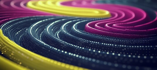 Poster - Vibrant Abstract Geometric Shapes with Neon Colors, Swirling Geometry, Intricate Detailed Patterns