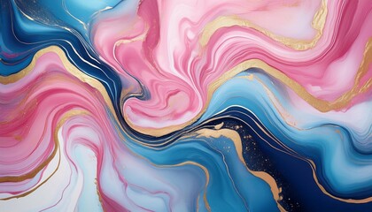 Canvas Print - a mesmerizing abstract design with fluid pink and blue marble patterns accented by gold veining evoking elegance and creativity perfect for art luxury and decor themes