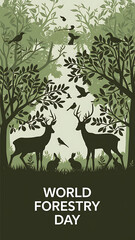  Forestry Day , World Forestry Day in Vibrant Art. World Forestry Day Poster: Majestic Tree. World Forestry Day Banner, World Forestry Day Story,