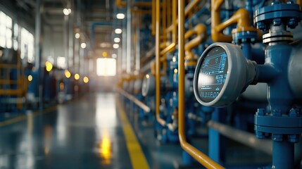 Poster - Industrial Control Room in Petrochemical Facility with Piping and Gauges Showcasing Modern Technology and Equipment for Process Management