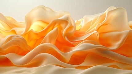 Canvas Print - Draped Peach Silk Fabric, Studio Shot, Soft Light, Background Blur, Design Texture