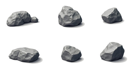 Fototapete - Collection stones isolate on white background