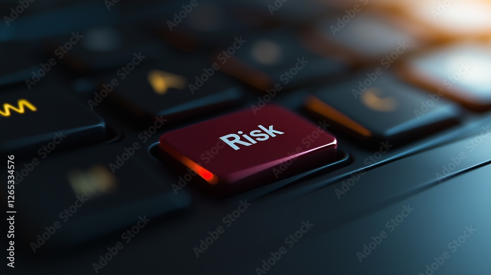 Close-up of a laptop keyboard featuring a prominent red button labeled ...