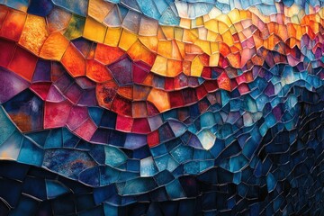 Wall Mural - Abstract colorful mosaic art flowing design