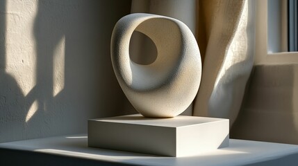 Wall Mural - Abstract white sculpture, sunlit, modern art.