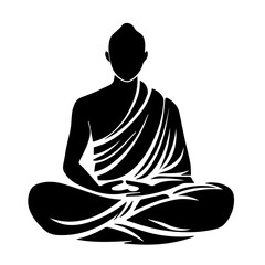 Wall Mural - Peaceful Monk Silhouette – Ideal for Zen & Yoga Themes