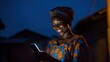 © Umi Sakina - Woman Night Phone Village Africa Smiling