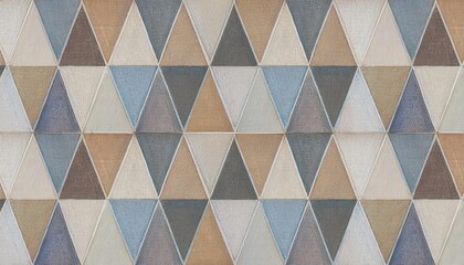 Poster - geometric triangle pattern in neutral tones with textured surfaces, modern wall tile design for home decor