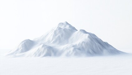 Fototapete - Snowy mountain emerging from a white background, creating a minimalistic and serene landscape
