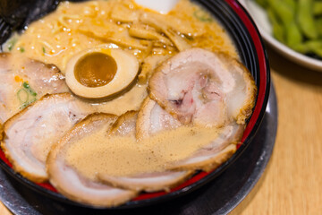 Wall Mural - Tasty Japanese ramen with sliced pork and egg