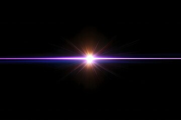 Poster - Glowing Focus of Light with Rays and Horizontal Beam in Center on Black Background