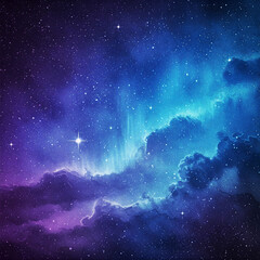 Wall Mural - abstract space background. Beautiful fantasy starry night sky, blue and purple colorful, galaxy and aurora 4k wallpaper. cosmic watercolor illustration. Colorful space background with stars.