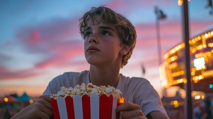 child eating crisps at a fair