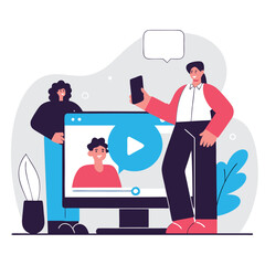 Poster - A diverse group of individuals engaging in a creative digital meeting, emphasizing teamwork and collaboration in a modern workspace.