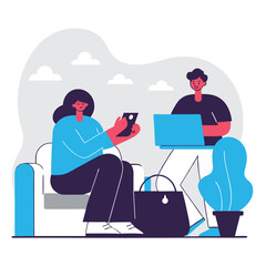 Poster - A diverse group of individuals engaged in a collaborative work session, featuring modern tools and a cozy environment.