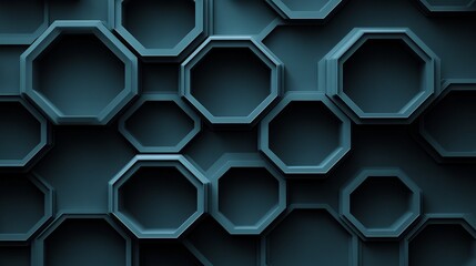 Wall Mural - Dark teal octagons subtly overlap creating a calming geometric texture. AI Generated