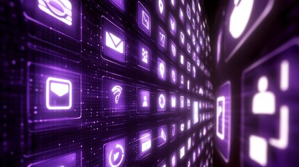 Wall Mural - a modern abstract design featuring purple geometric squares, ideal for presentations, websites, and 
