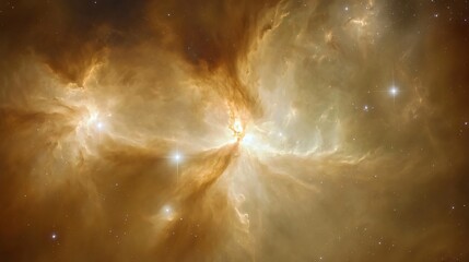 Poster - Dreamlike Space Image of Glowing Nebulae in Pastel Colors with Galaxies and Stars