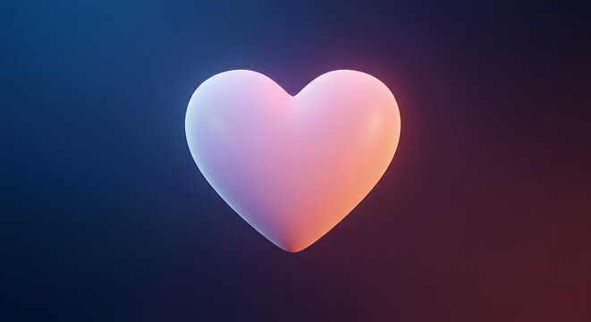 Floating Heart Symbol on Dark Background with Soft Gradient Lighting