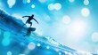 © Alex - A silhouette of a surfer gliding on the waves under a vibrant blue sky, capturing the essence of adventure and freedom in an exhilarating ocean experience.