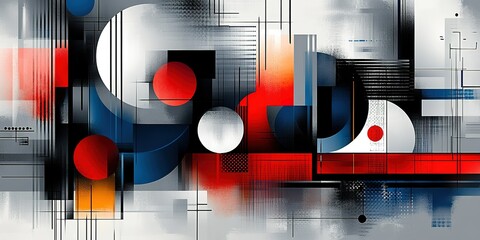 Poster - Abstract composition featuring geometric shapes and bold colors in a modern art style