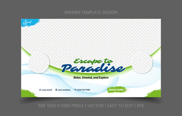 vacation agency banner promotion with attractive abstract background