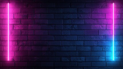 Poster - Vibrant Neon Lights on Textured Dark Wall Creating a Dynamic Urban Atmosphere for Background and Display Purposes