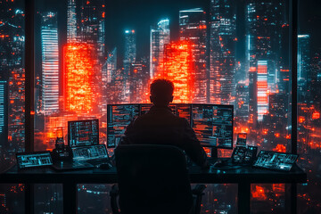 hacker in a dark room