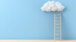 © Phan - Wooden Ladder Reaching a Fluffy Cloud: A 3D Rendered Scene AI Generated
