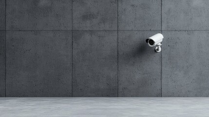 Poster - Security Camera Mounted on Concrete Wall in Modern Interior Design