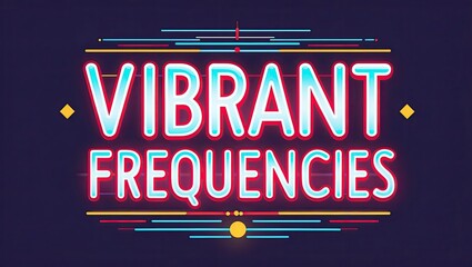 Poster - Colorful and dynamic digital artwork featuring the words 'Vibrant Frequencies' with a bold, energetic design