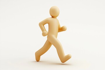 Fototapete - 3D runner glyph icon, minimalist design with dynamic lines on a white background.