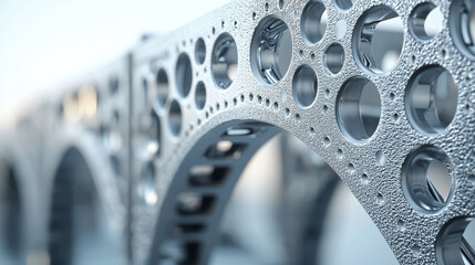 Poster - Close up of metal structure with circular patterns and textures