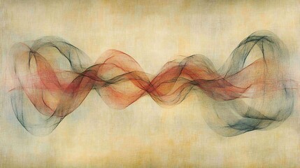 Wall Mural - Abstract swirling forms dance gracefully across a muted ochre canvas bathed in soft light. AI Generated