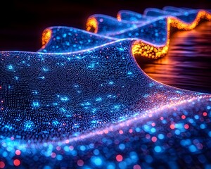 Poster - surreal glowing bridge of metrics guiding a business leadership team