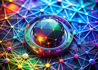 Poster - Abstract Digital Network Button: Global Connectivity Concept