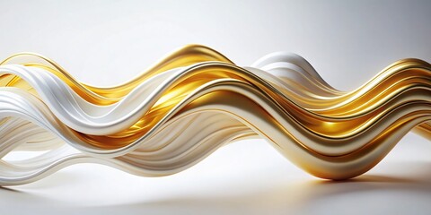 Poster - Abstract Gold Wave Lines on White Background - Elegant Minimalist Design Stock Photo
